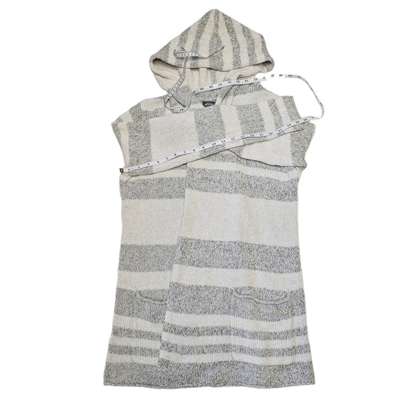 Eddie Bauer Lounge Sleepwear Cozy Hooded Open Front Cardigan Grey Stripe - Picture 9 of 16